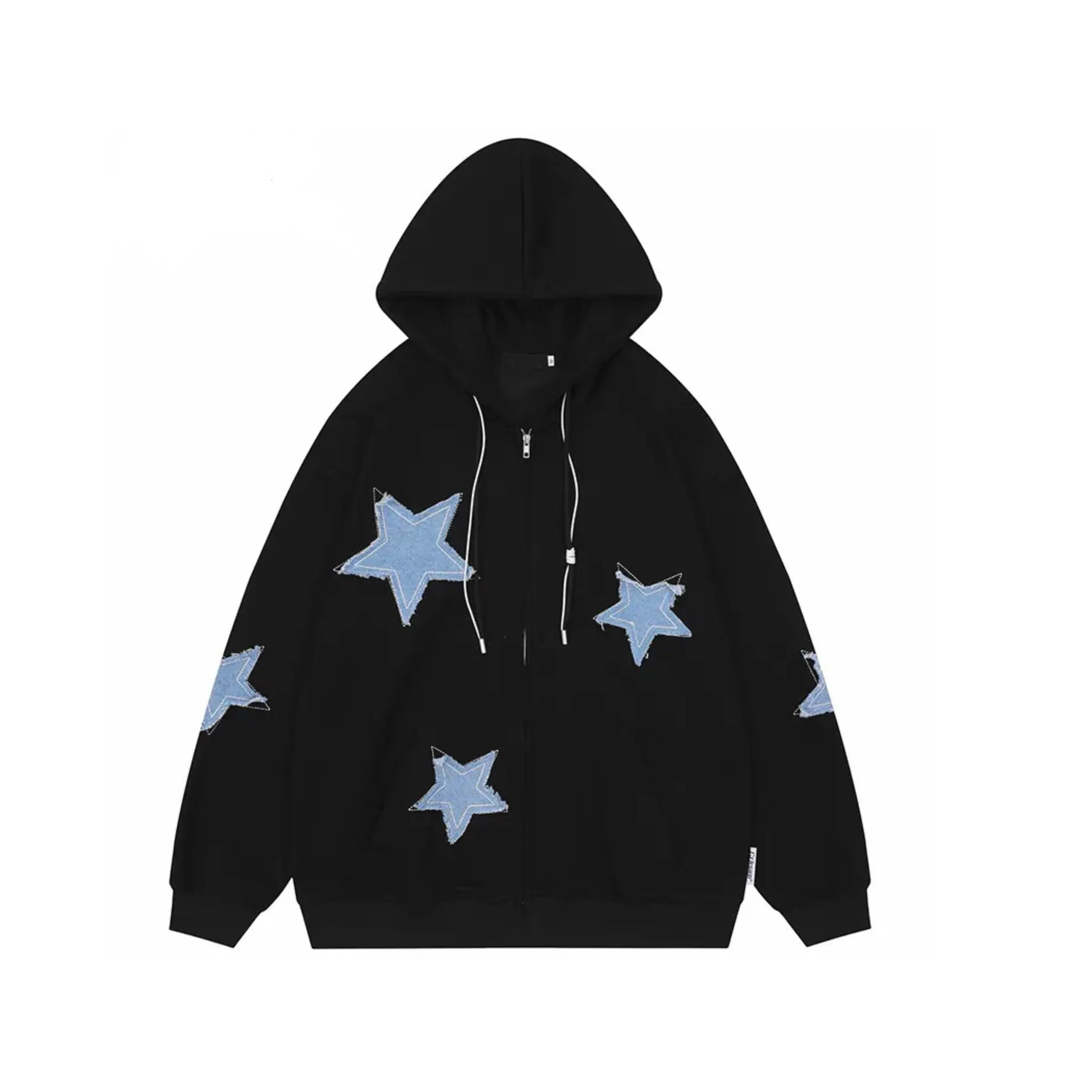 Star Patches Zip Up Hoodie