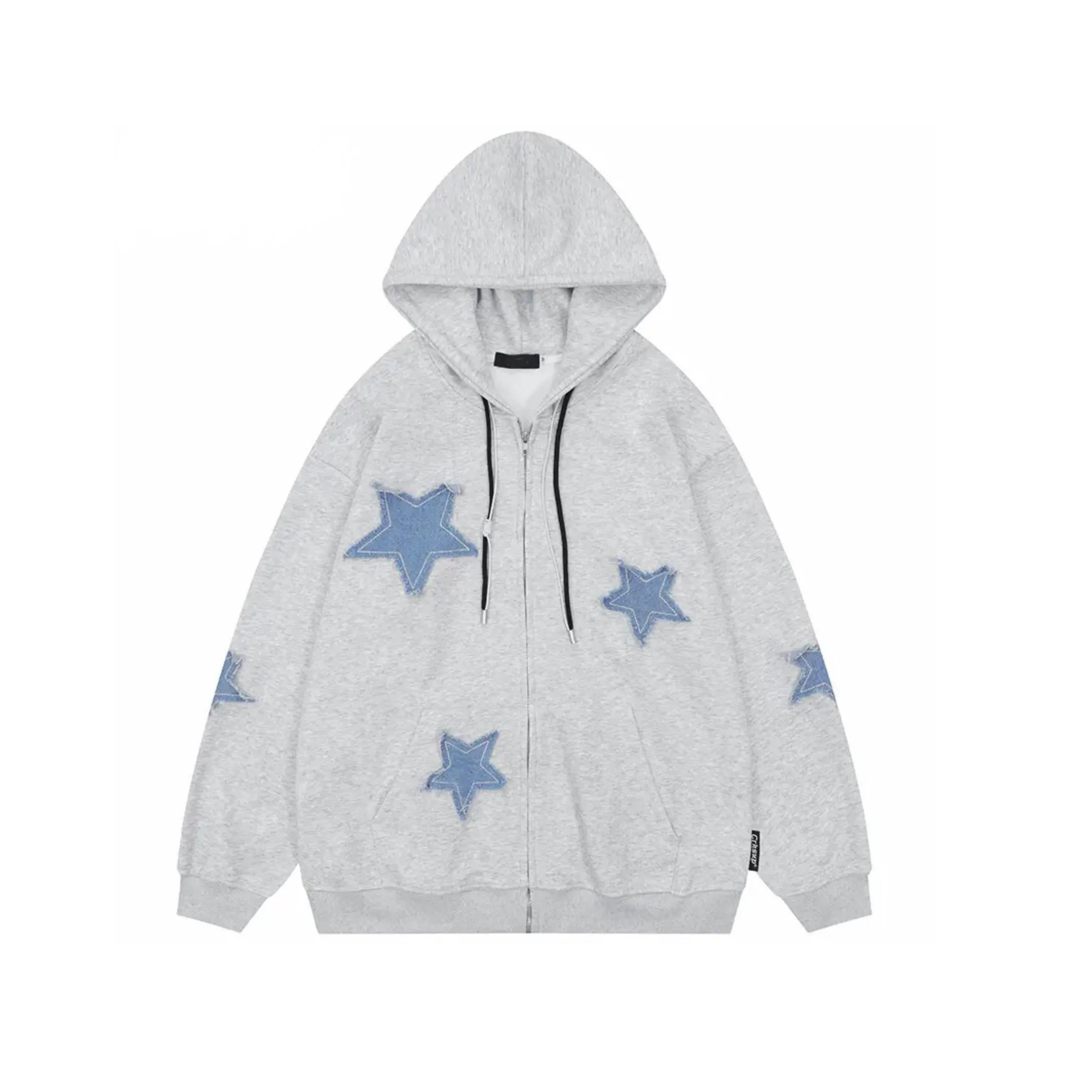 Star Patches Zip Up Hoodie