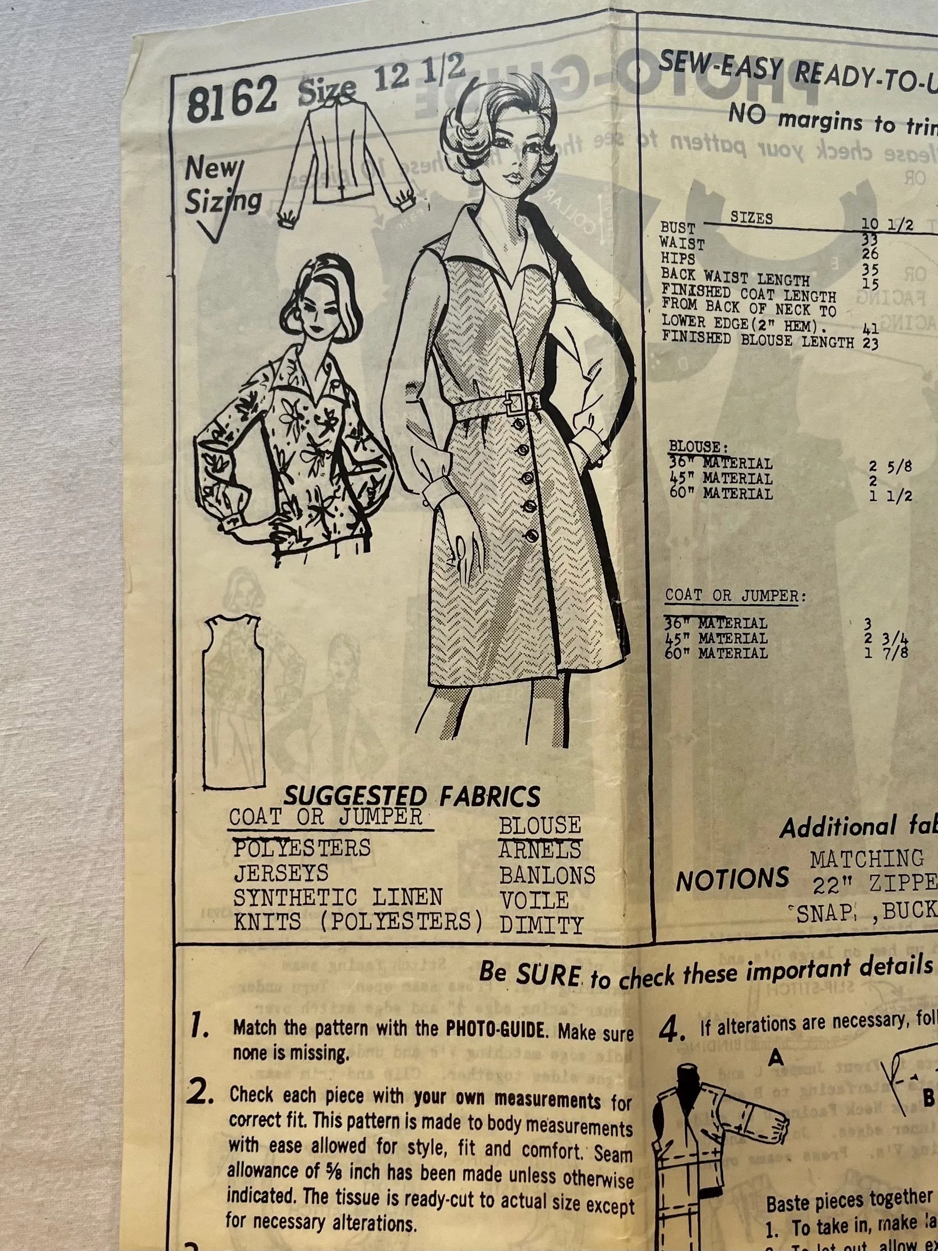 Sue Burnett 8162 CUT Misses Dress Size 12 1/2