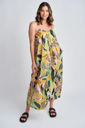 Summer Cotton Maxi Dress Jungle Print