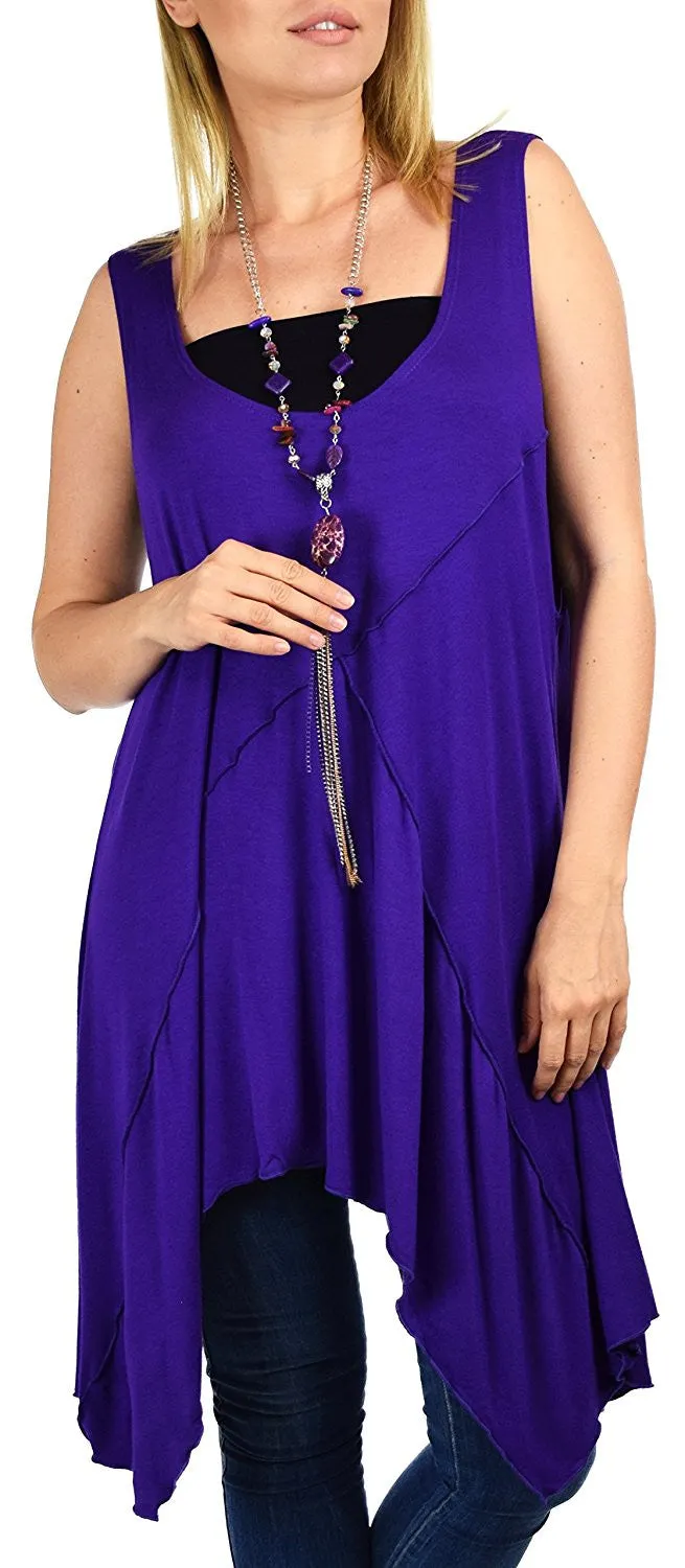 Summer Swing Flared Tank Top | Sleeveless Tunic Blouse Top