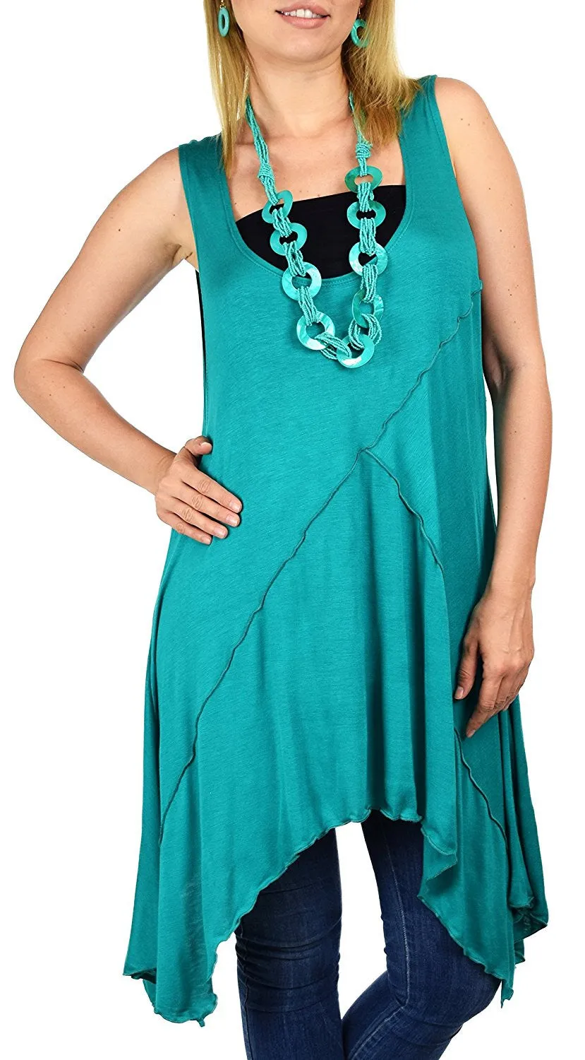 Summer Swing Flared Tank Top | Sleeveless Tunic Blouse Top