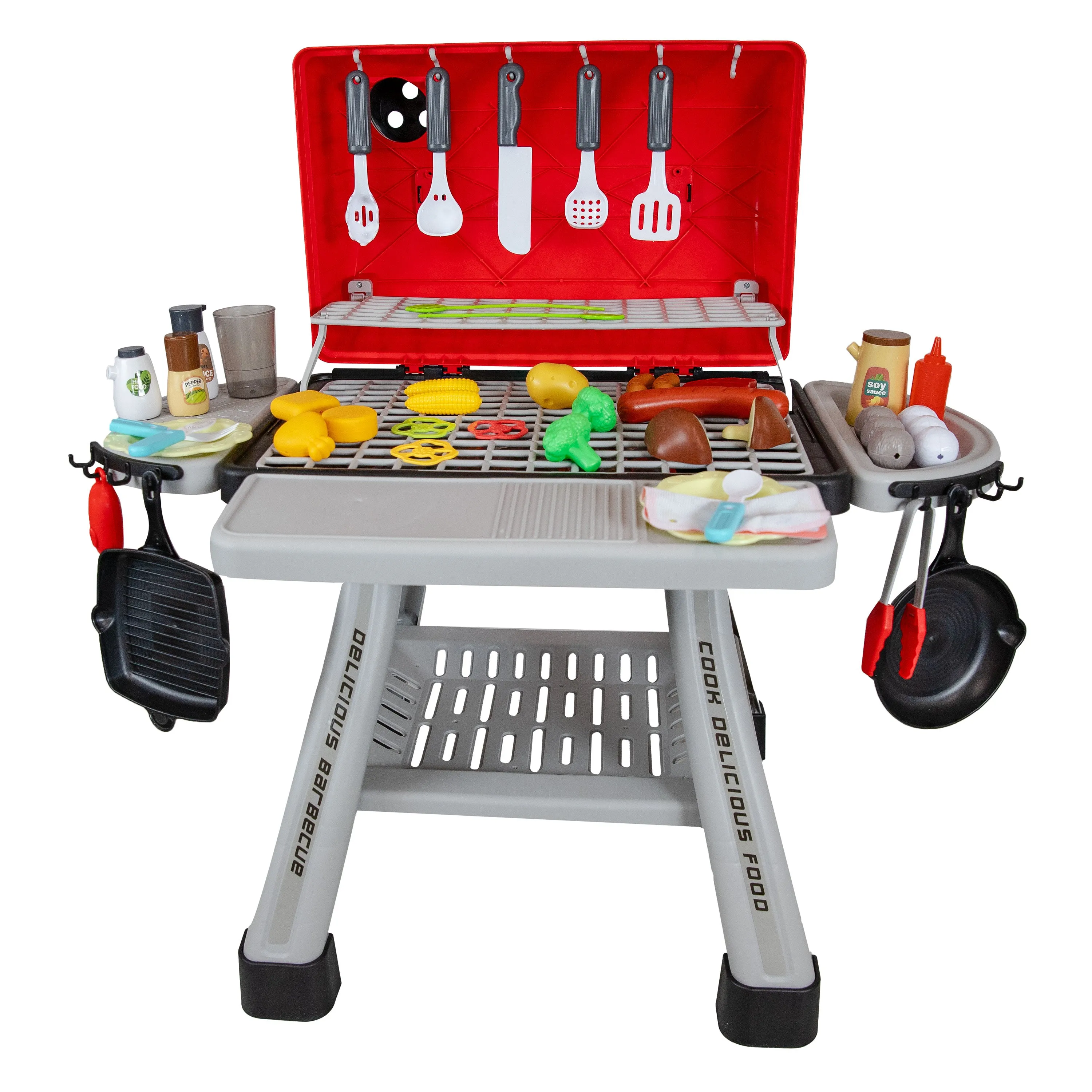 Sunnydaze Sizzle and Smoke Toy Grill Set for Kids Ages 3 