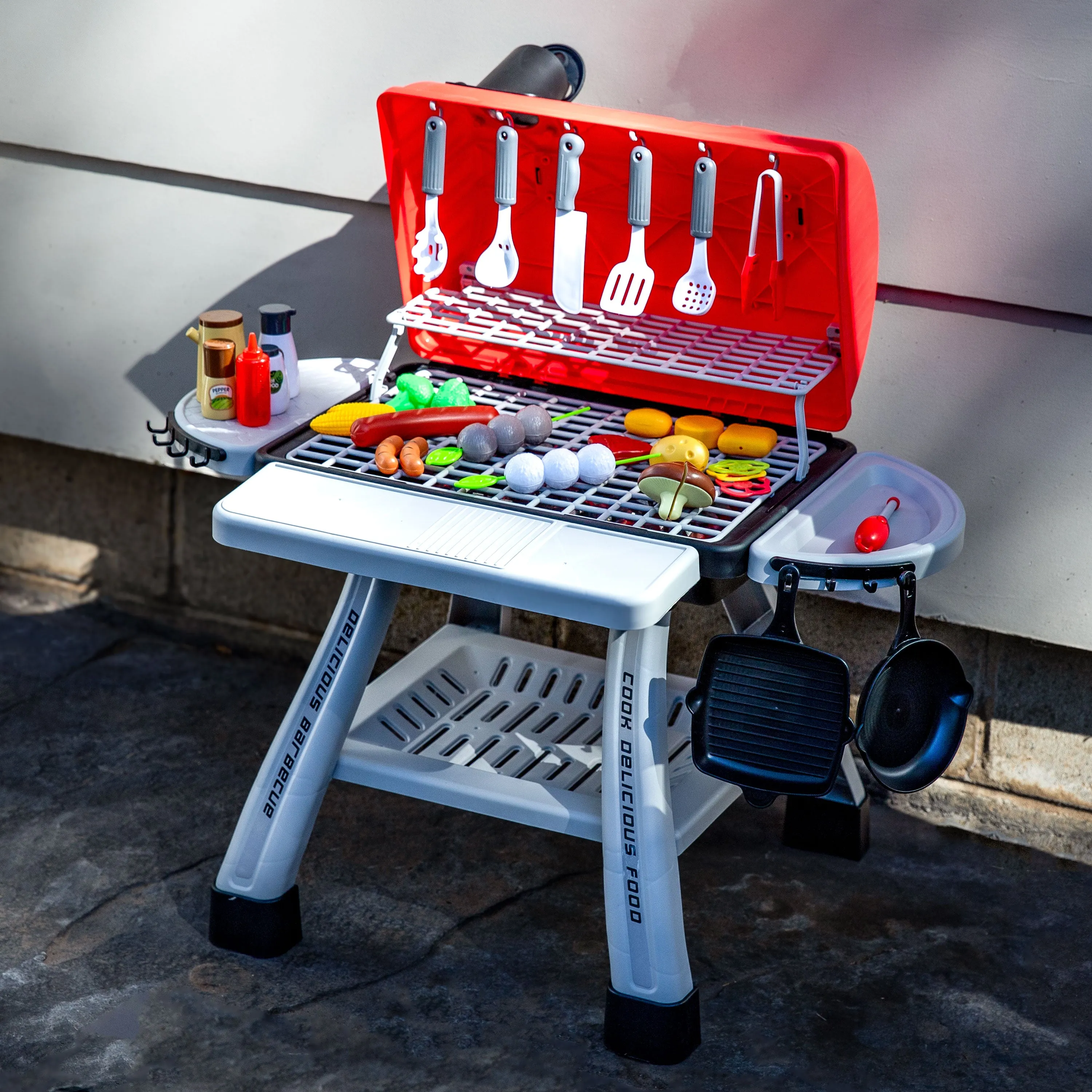Sunnydaze Sizzle and Smoke Toy Grill Set for Kids Ages 3 
