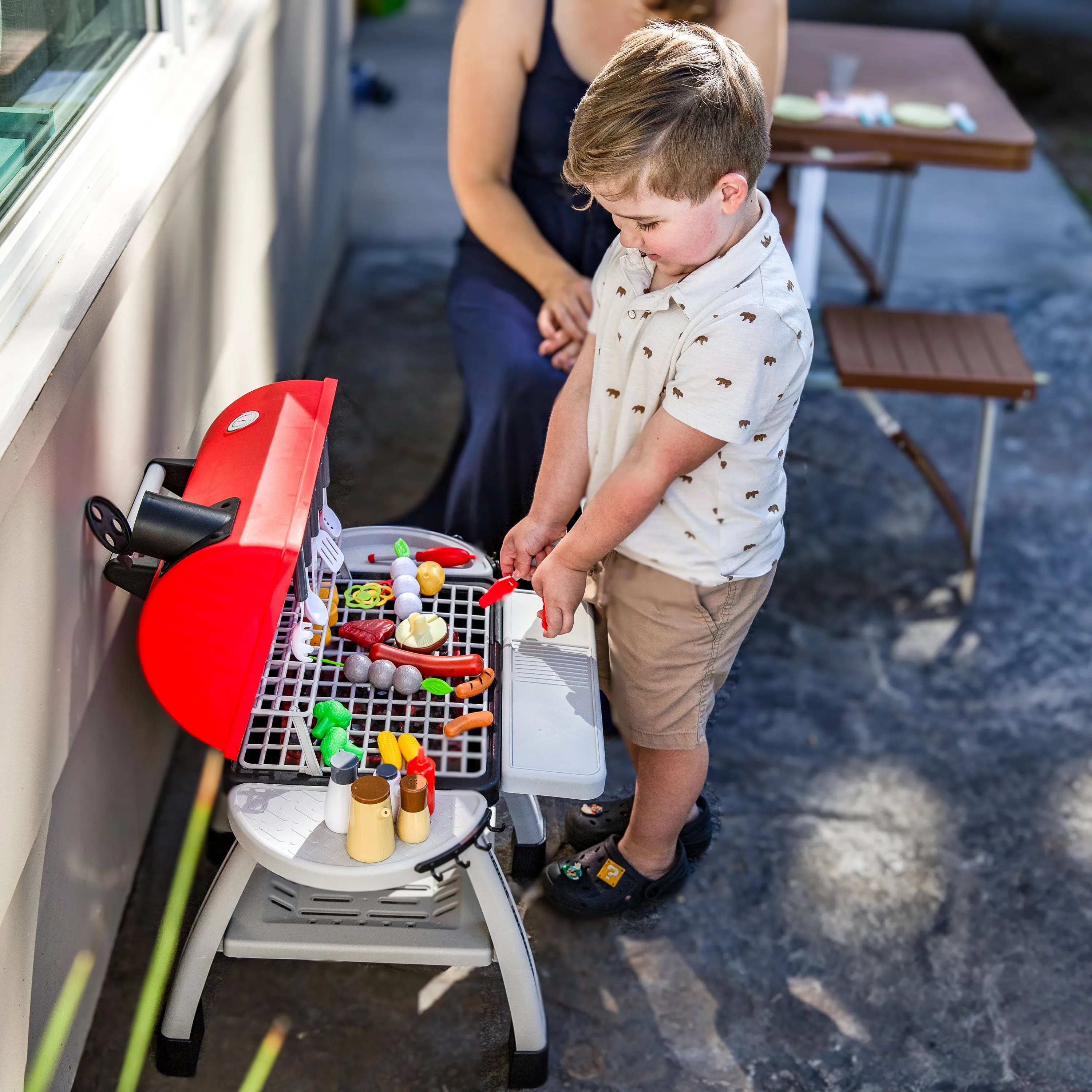 Sunnydaze Sizzle and Smoke Toy Grill Set for Kids Ages 3 