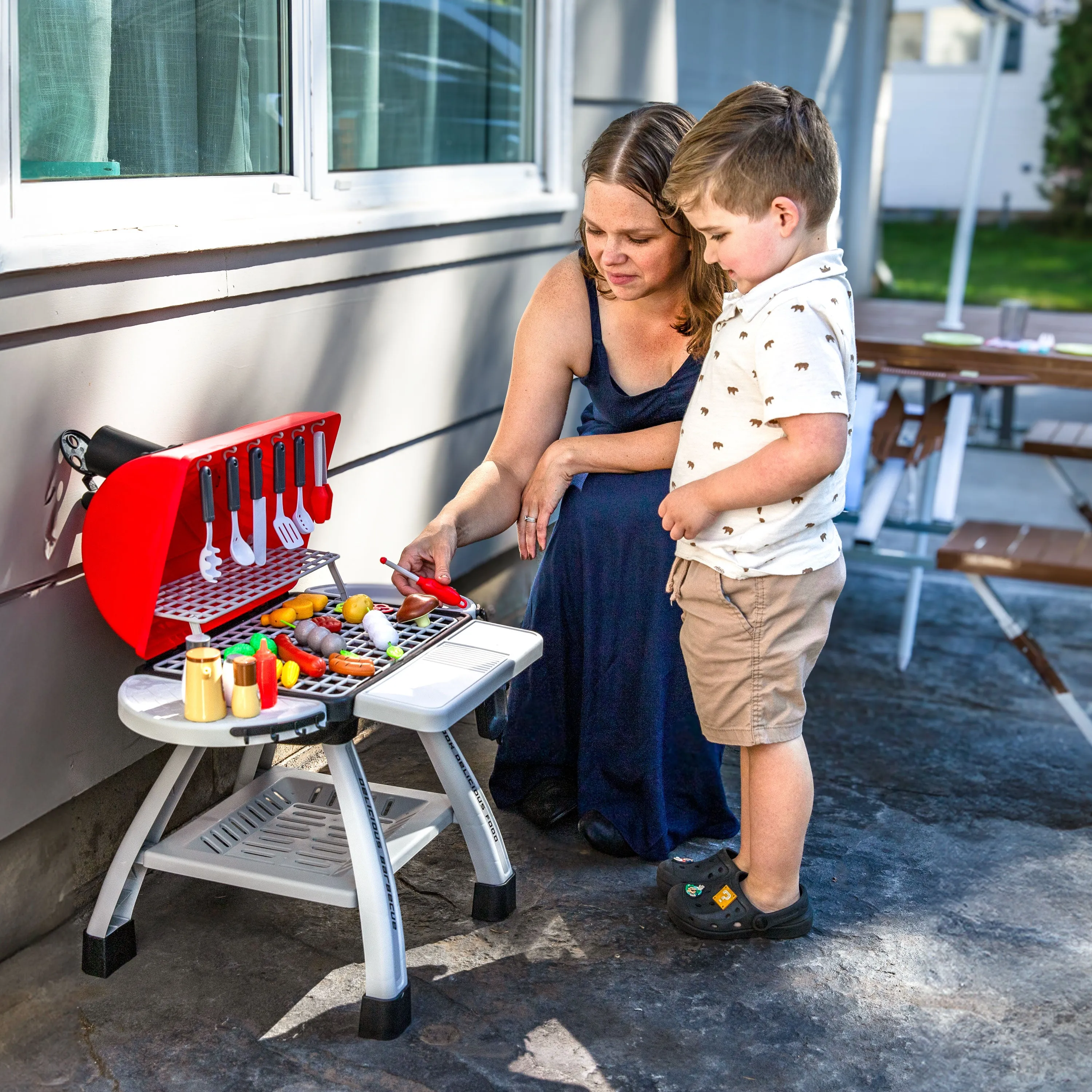Sunnydaze Sizzle and Smoke Toy Grill Set for Kids Ages 3 
