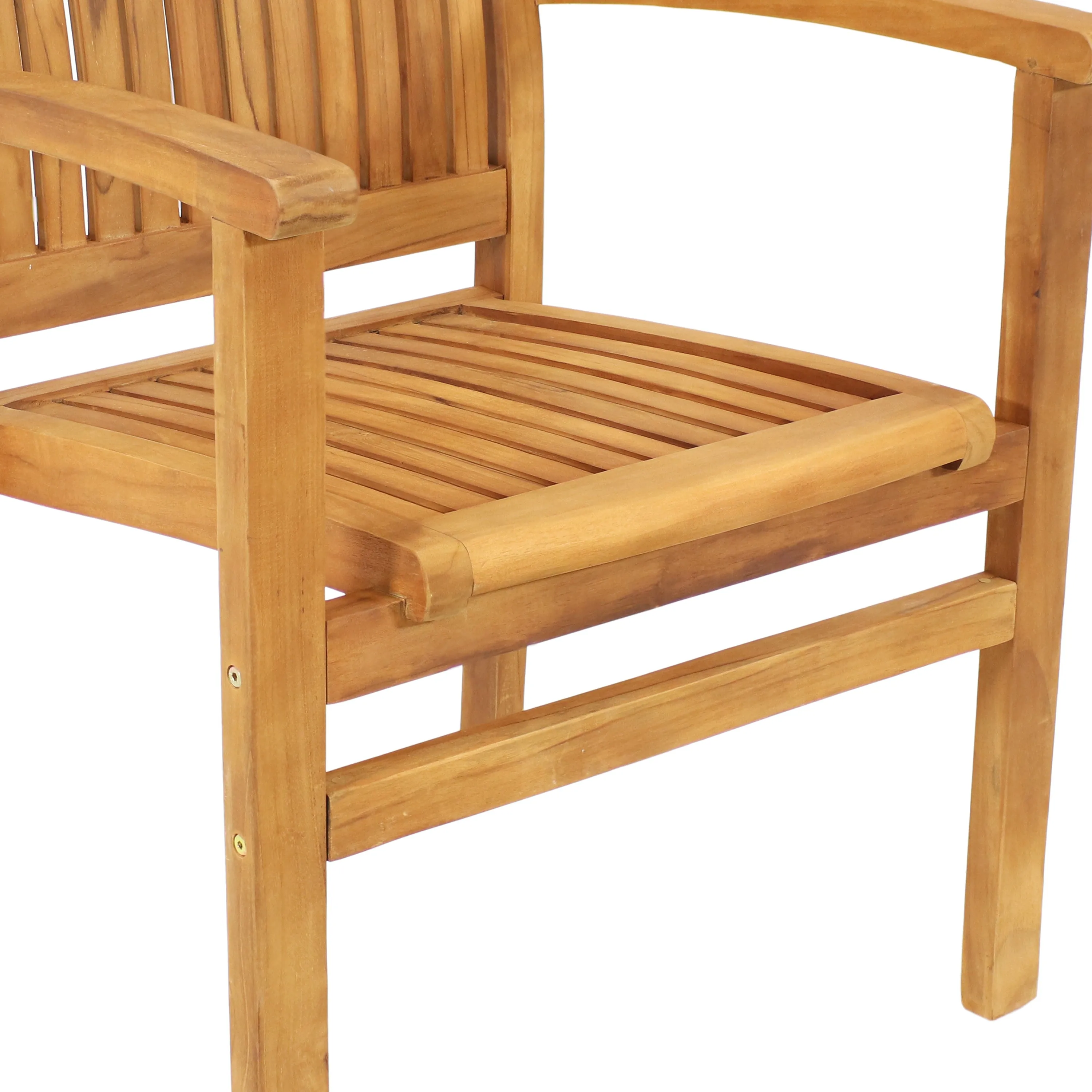 Sunnydaze Teak Wood Stackable Outdoor Patio Dining Chair