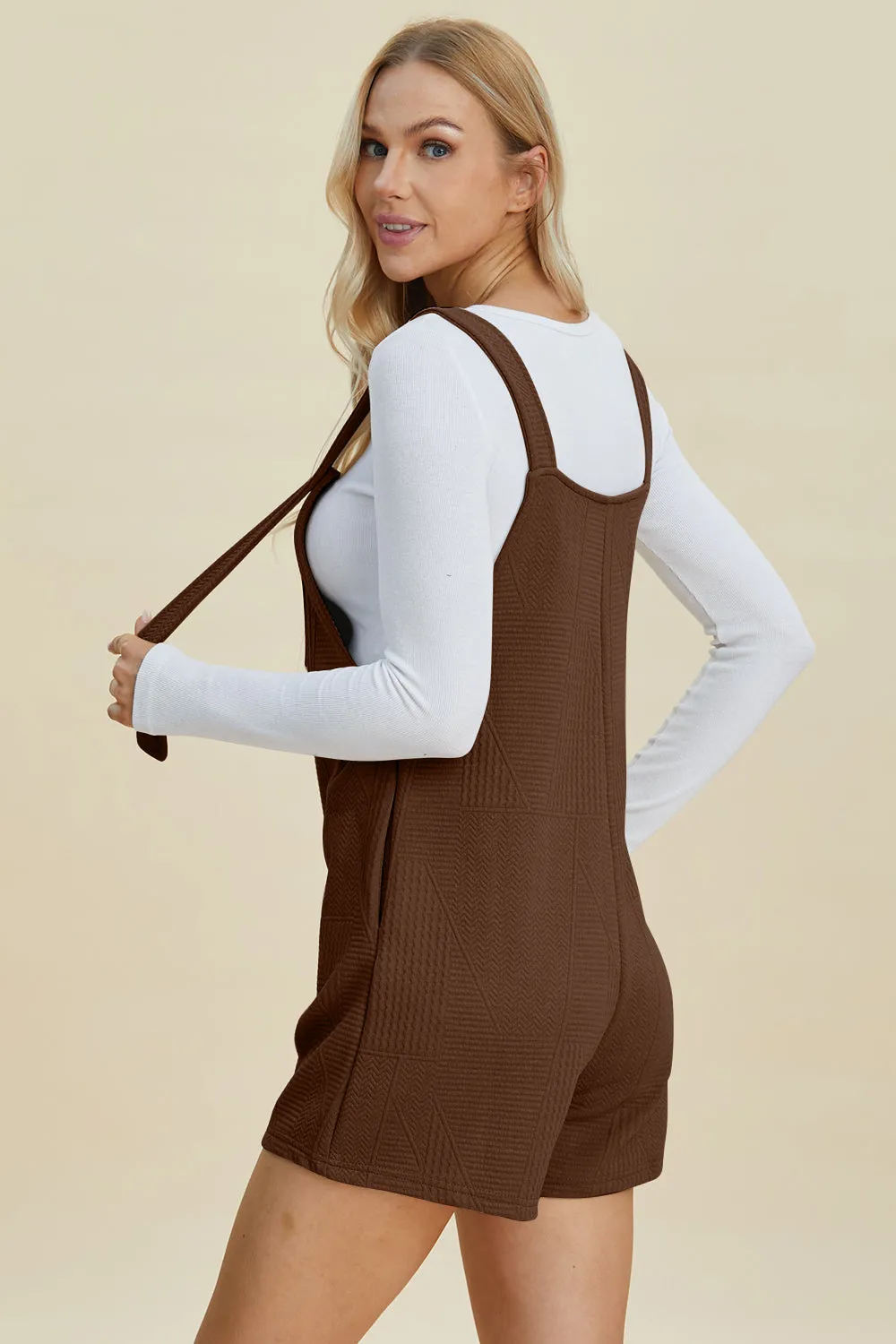 Texture Sleeveless Overall Romper