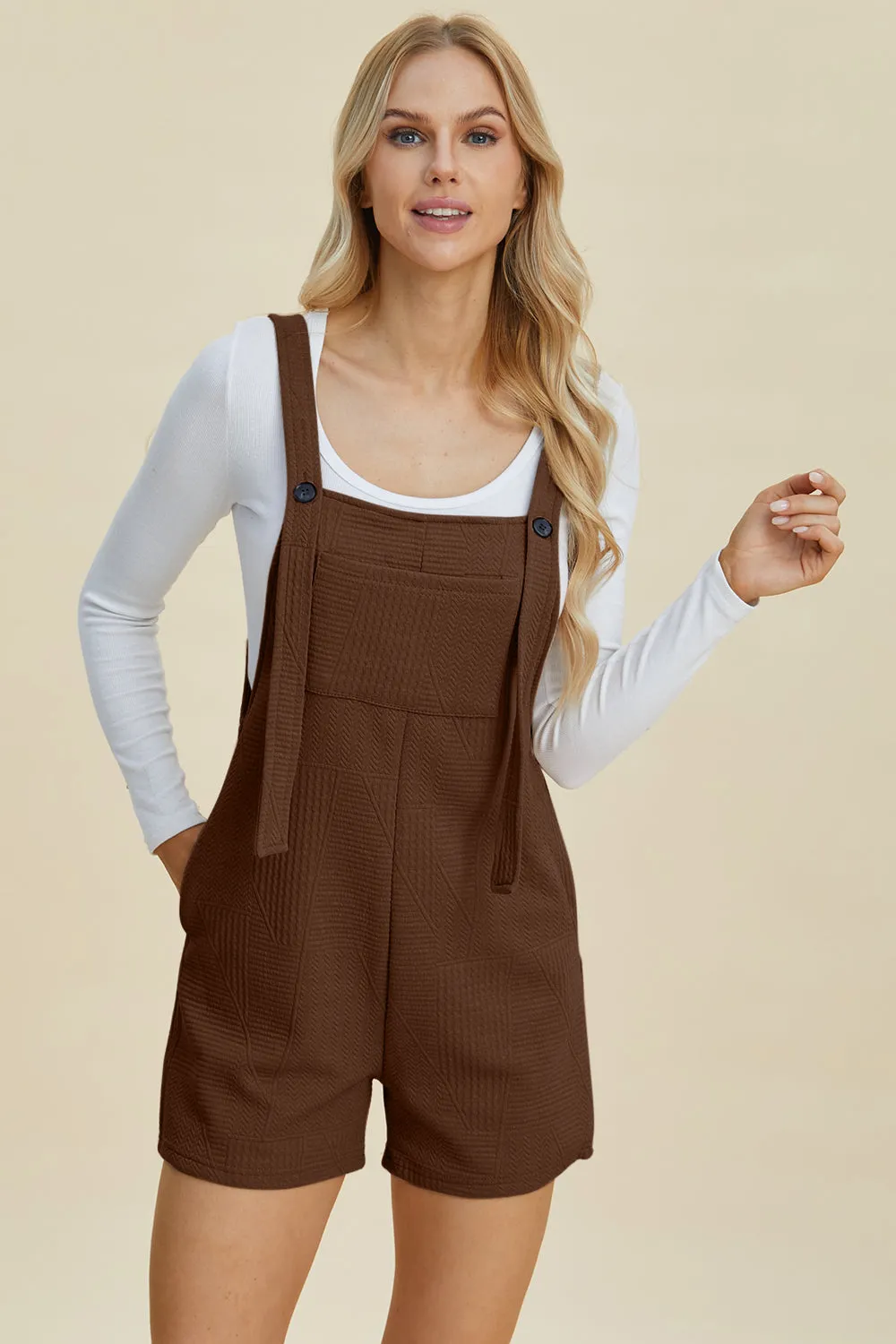 Texture Sleeveless Overall Romper