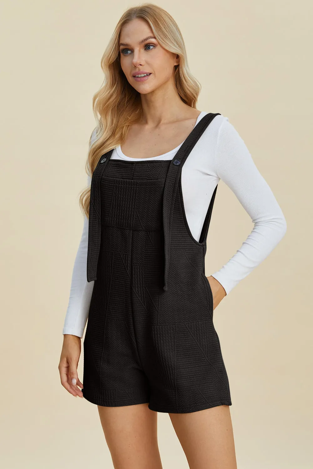 Texture Sleeveless Overall Romper