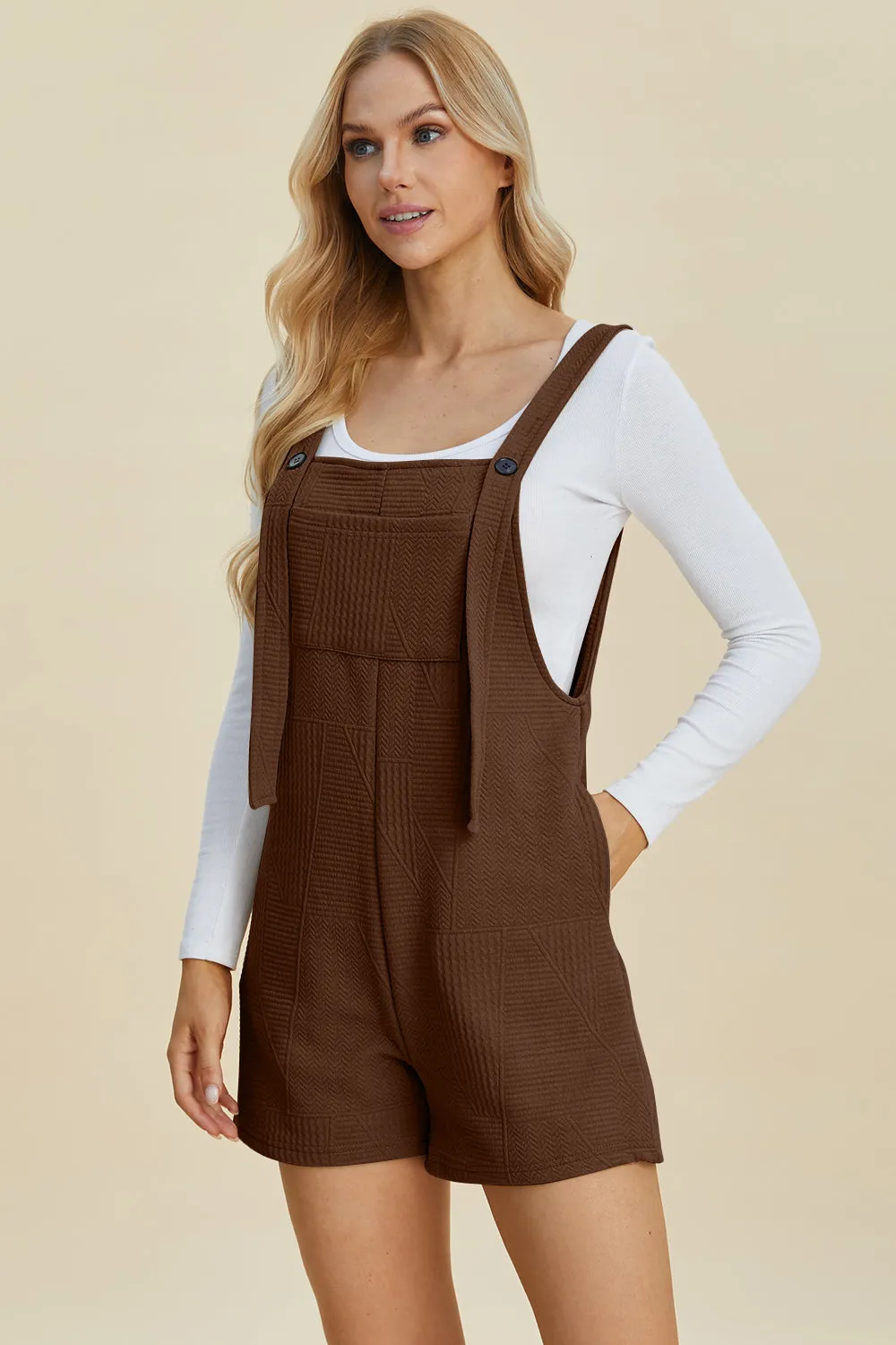 Texture Sleeveless Overall Romper
