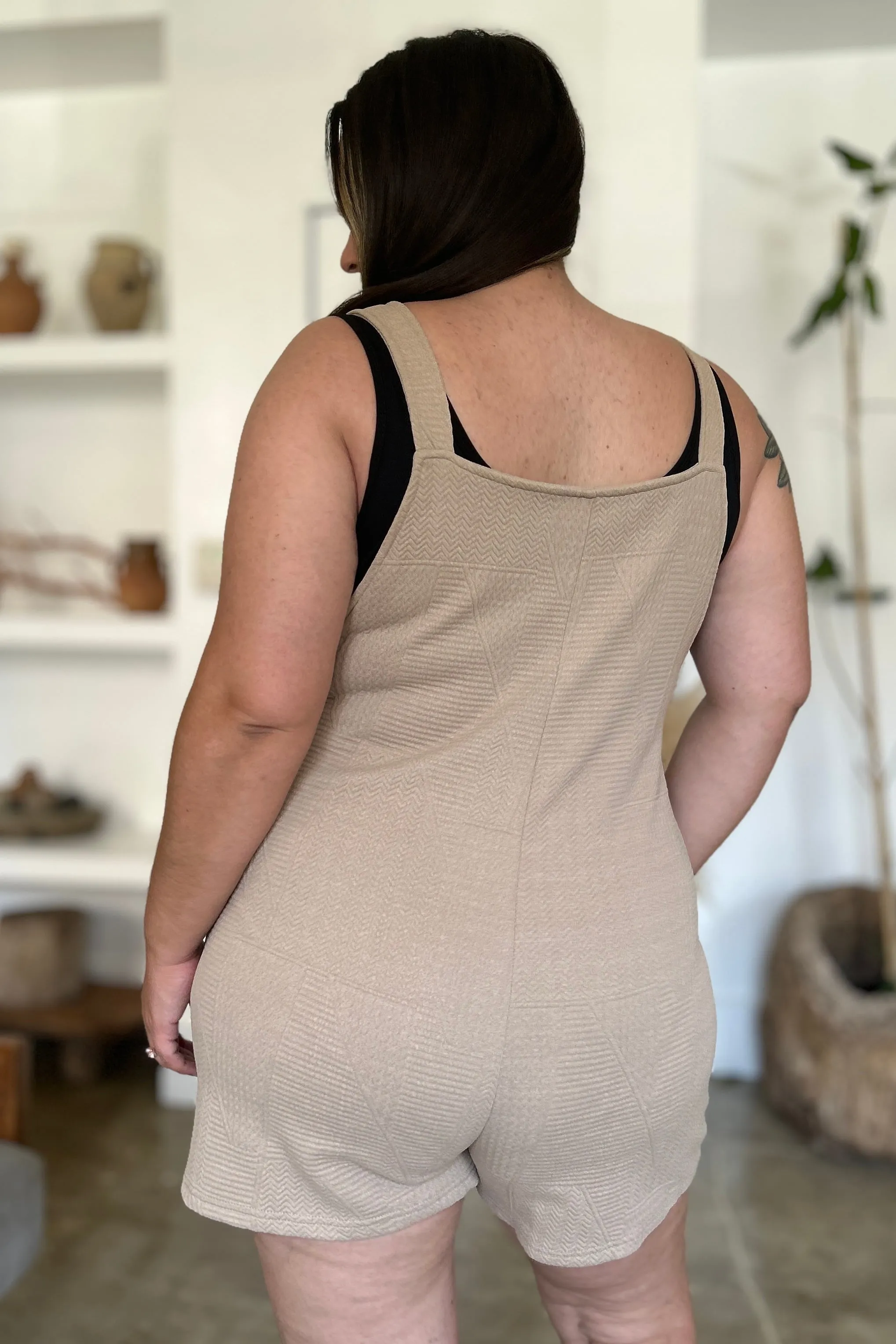 Texture Sleeveless Overall Romper