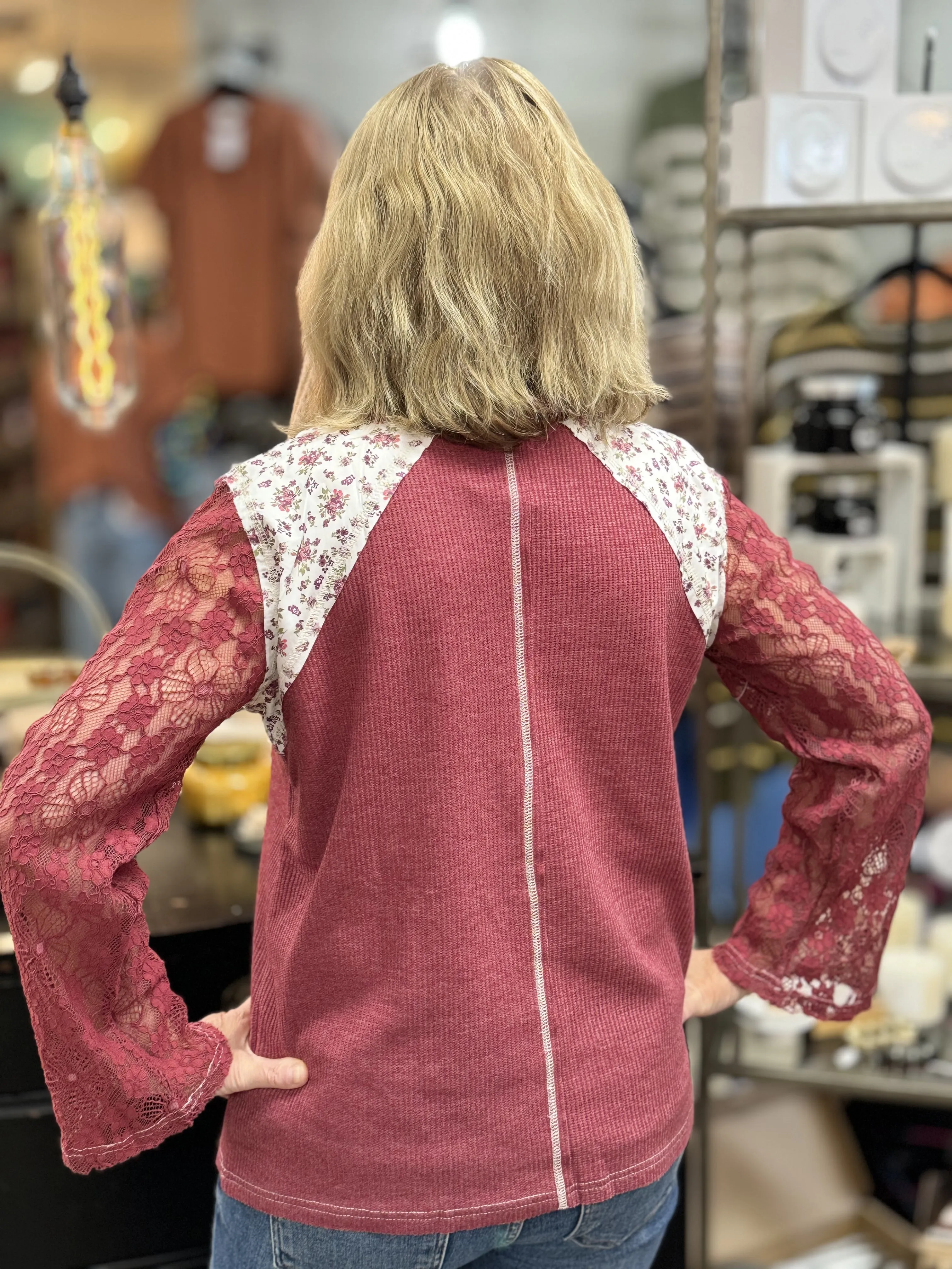 Tiffany Thermal Lace Flower Top