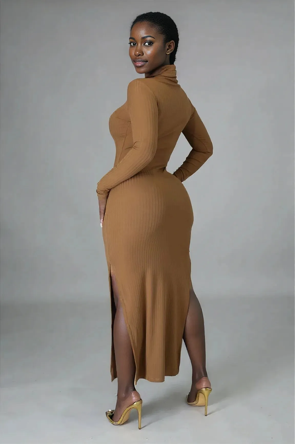 Turtle Neck Side Split Maxi