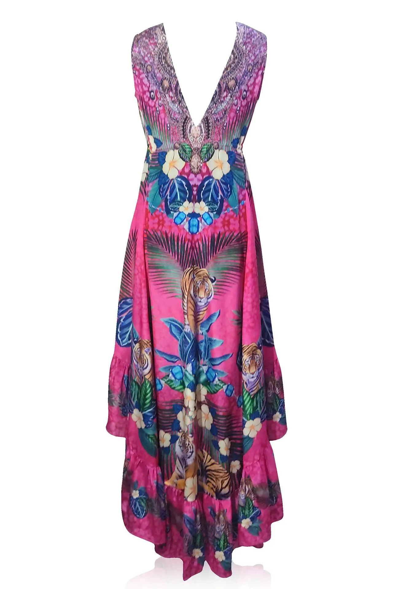 V-Neck High Low Maxi Gown