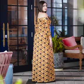 Valeria Long Dress in Iris of the Earth Print