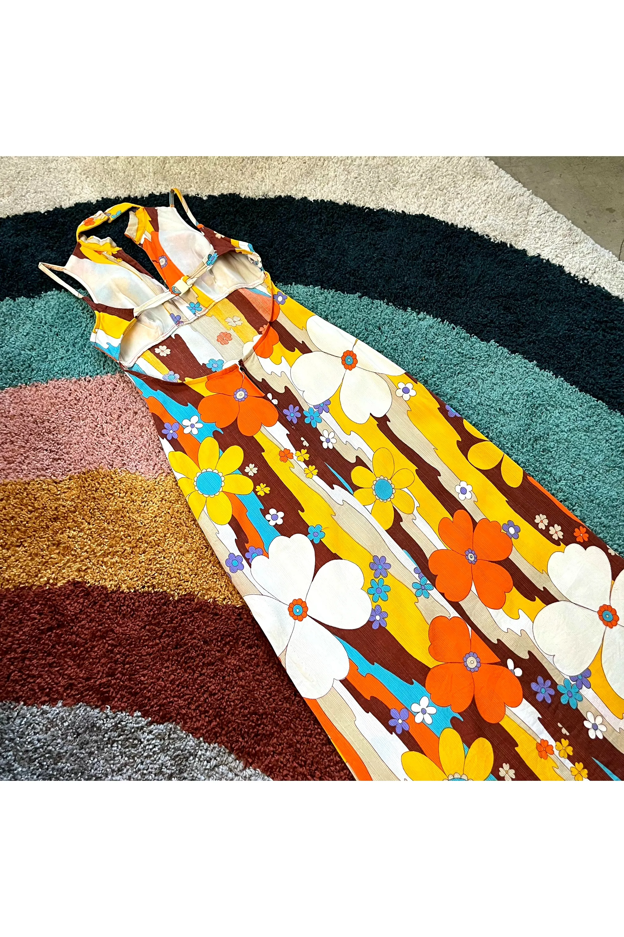 Vintage Rare Psychedelic Flower Power Cut Out Dress