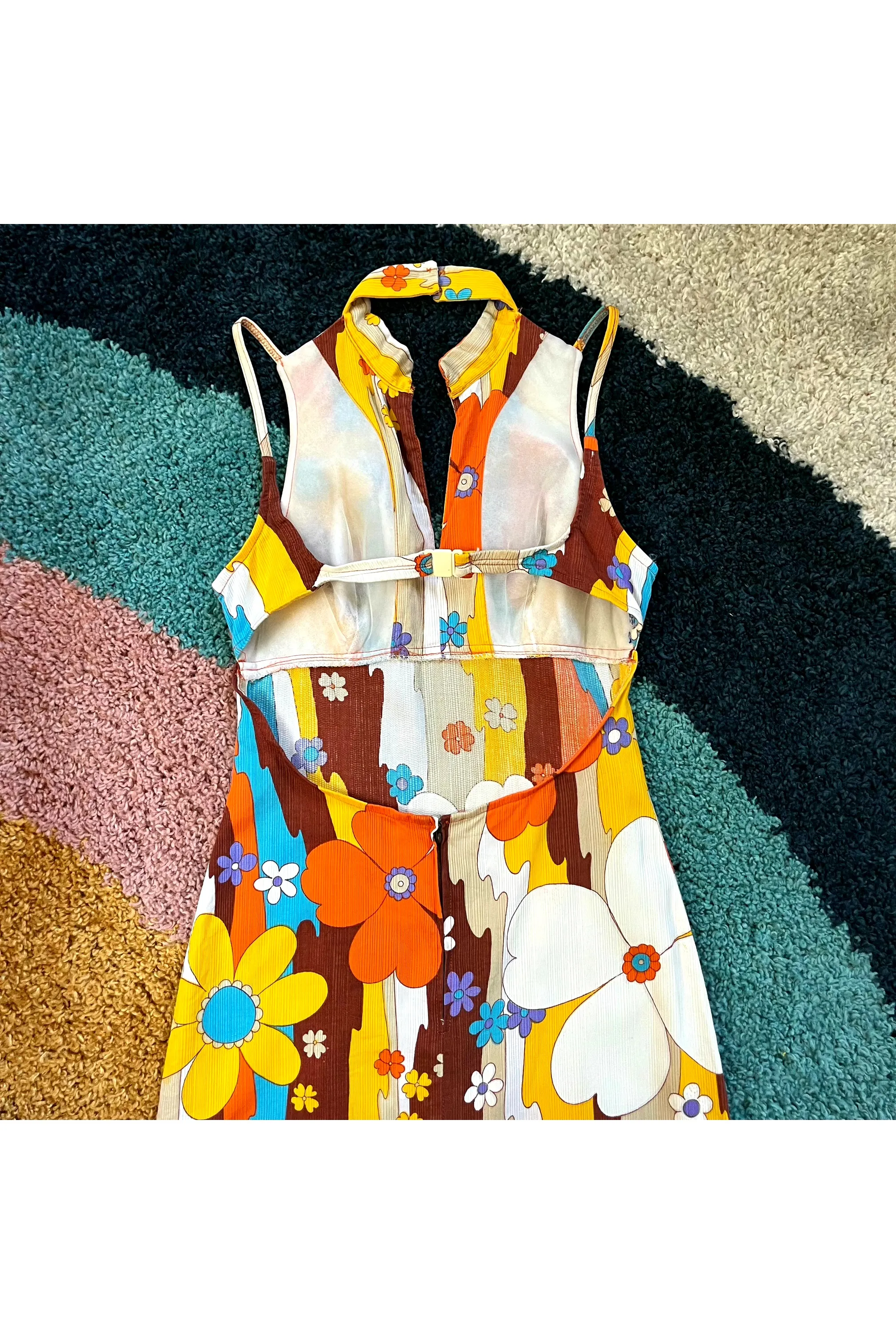 Vintage Rare Psychedelic Flower Power Cut Out Dress