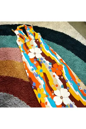 Vintage Rare Psychedelic Flower Power Cut Out Dress