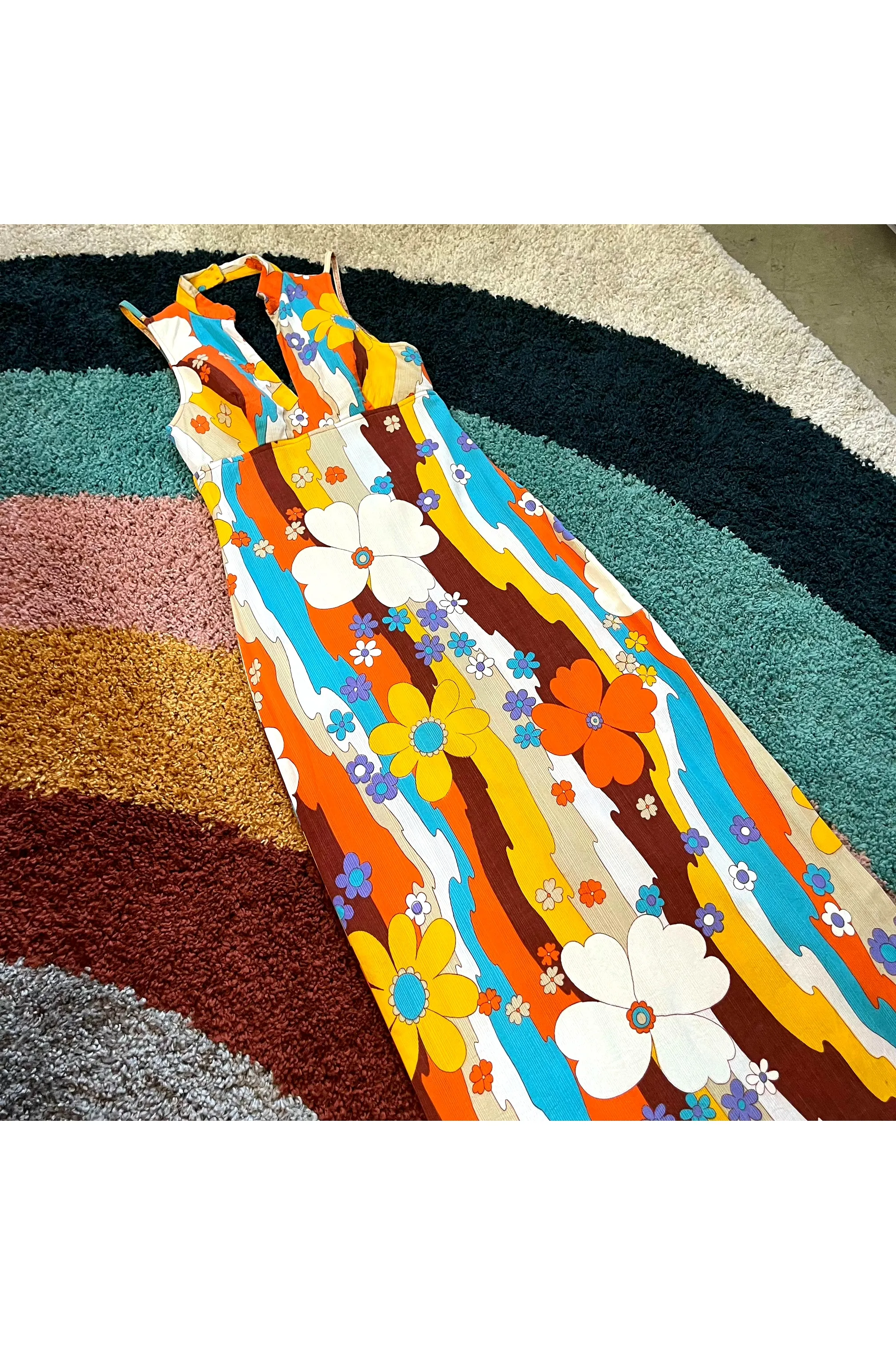 Vintage Rare Psychedelic Flower Power Cut Out Dress