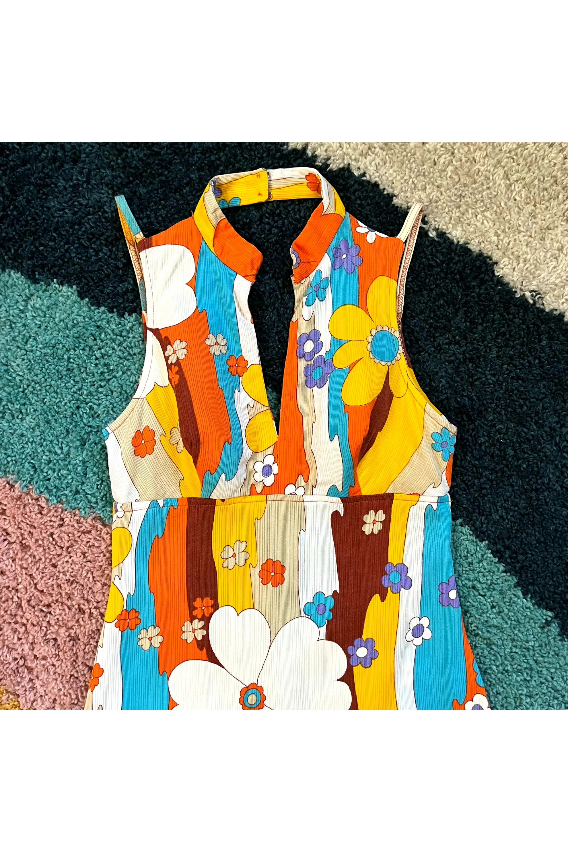 Vintage Rare Psychedelic Flower Power Cut Out Dress