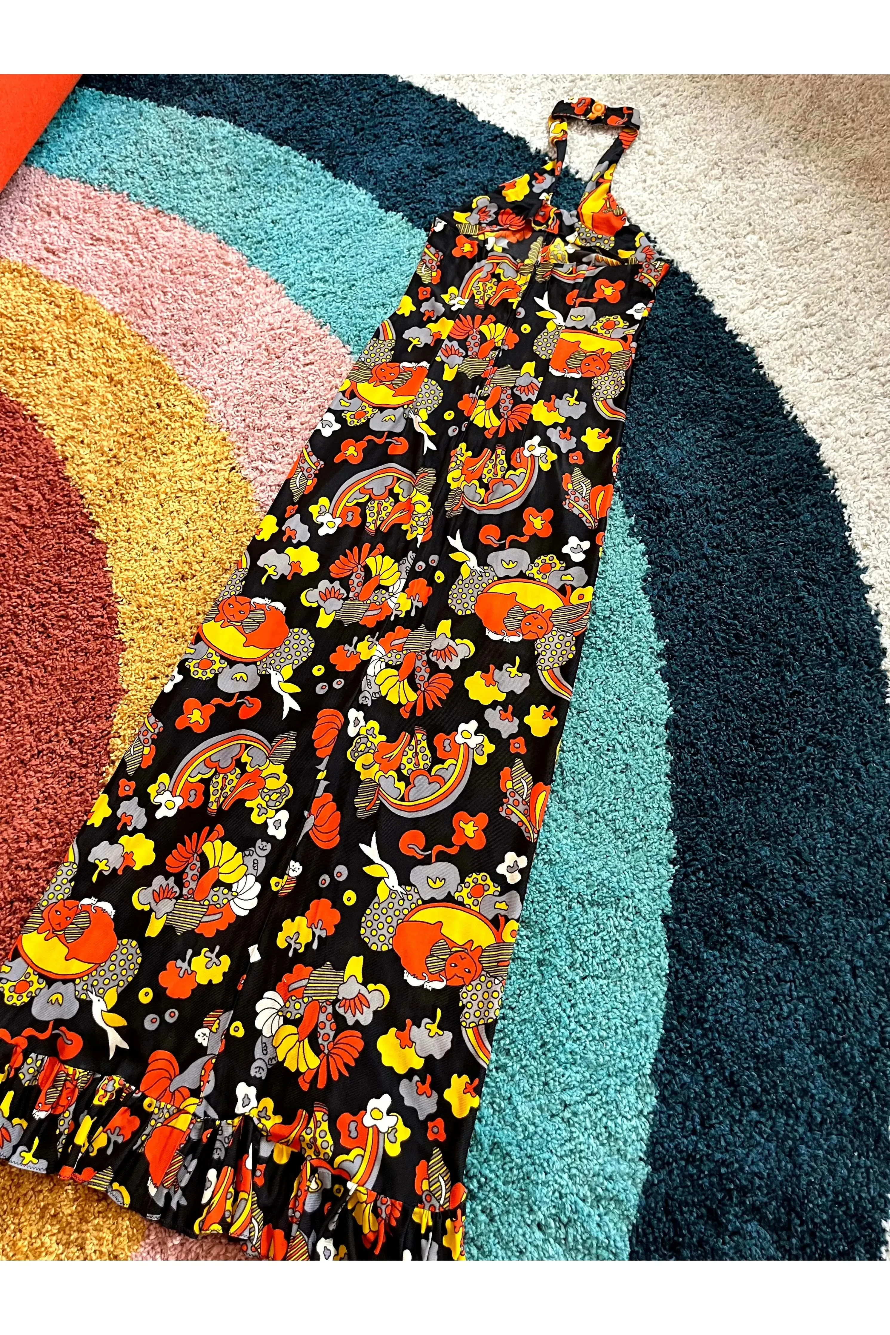 Vintage SUPER RARE Cat Mushroom and More Novelty Dress