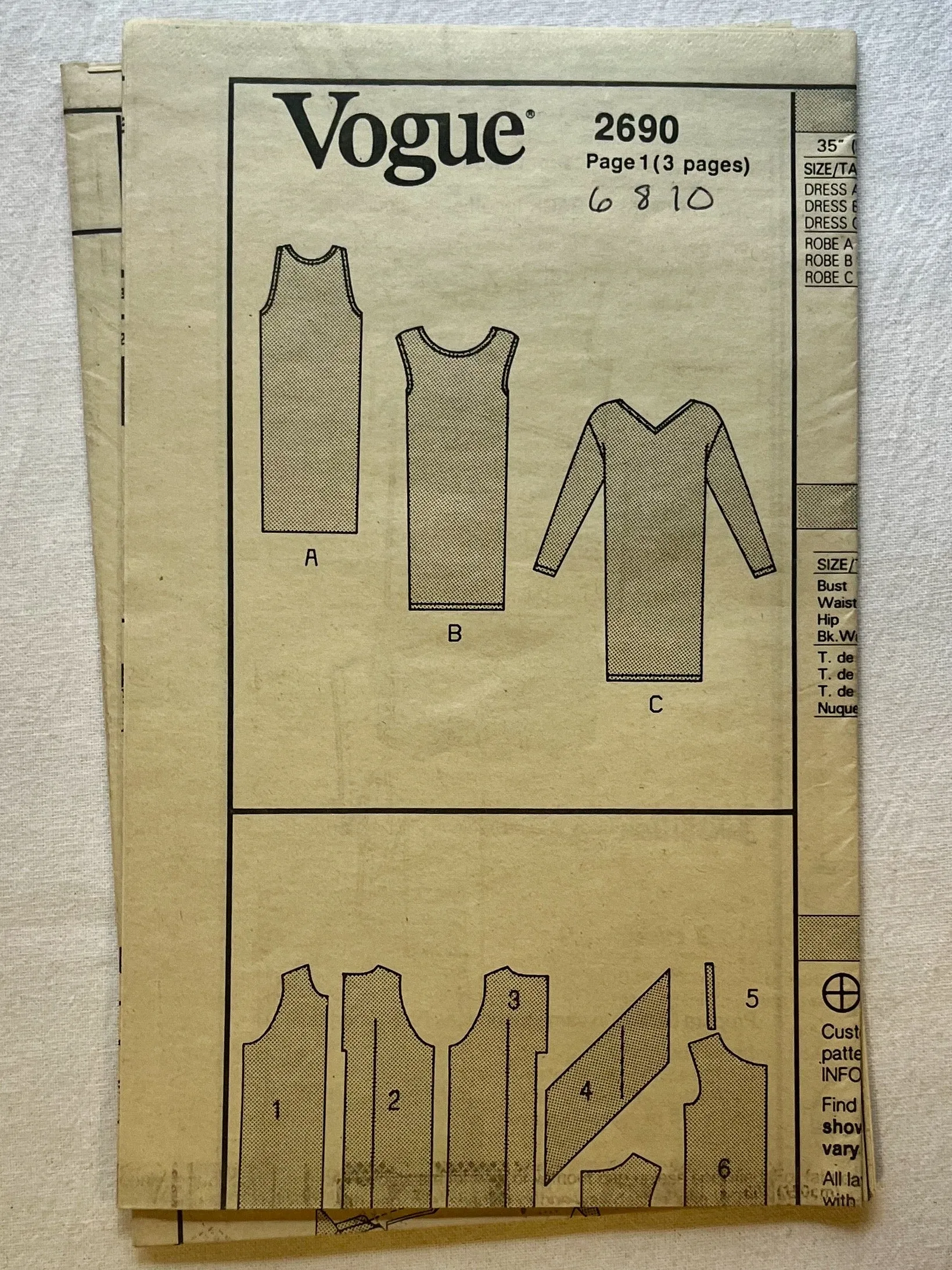 Vogue Calvin Klein 2690 UNCUT Misses Dress Sizes 6-10