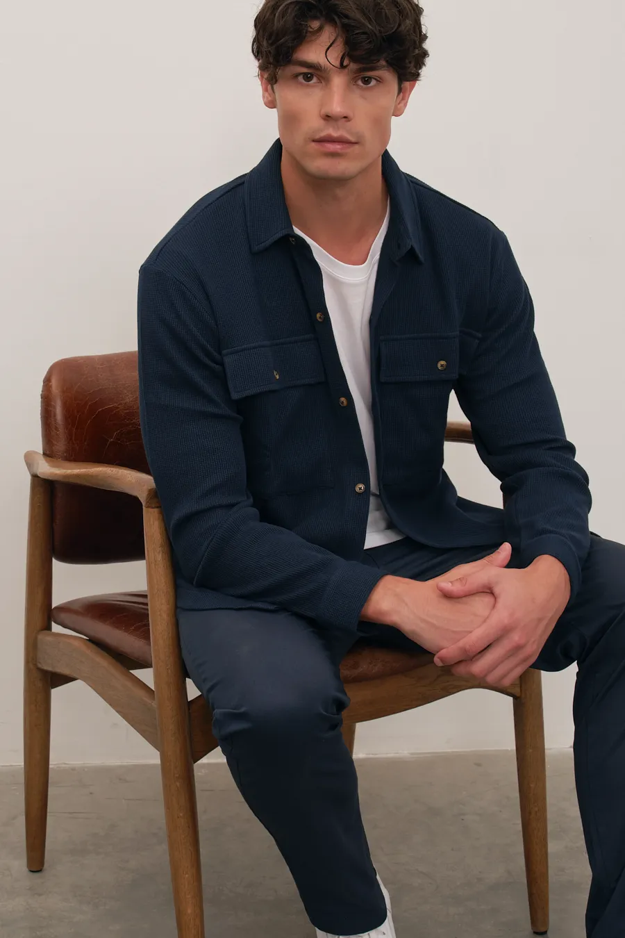 Waffle Cotton Shirt Jacket