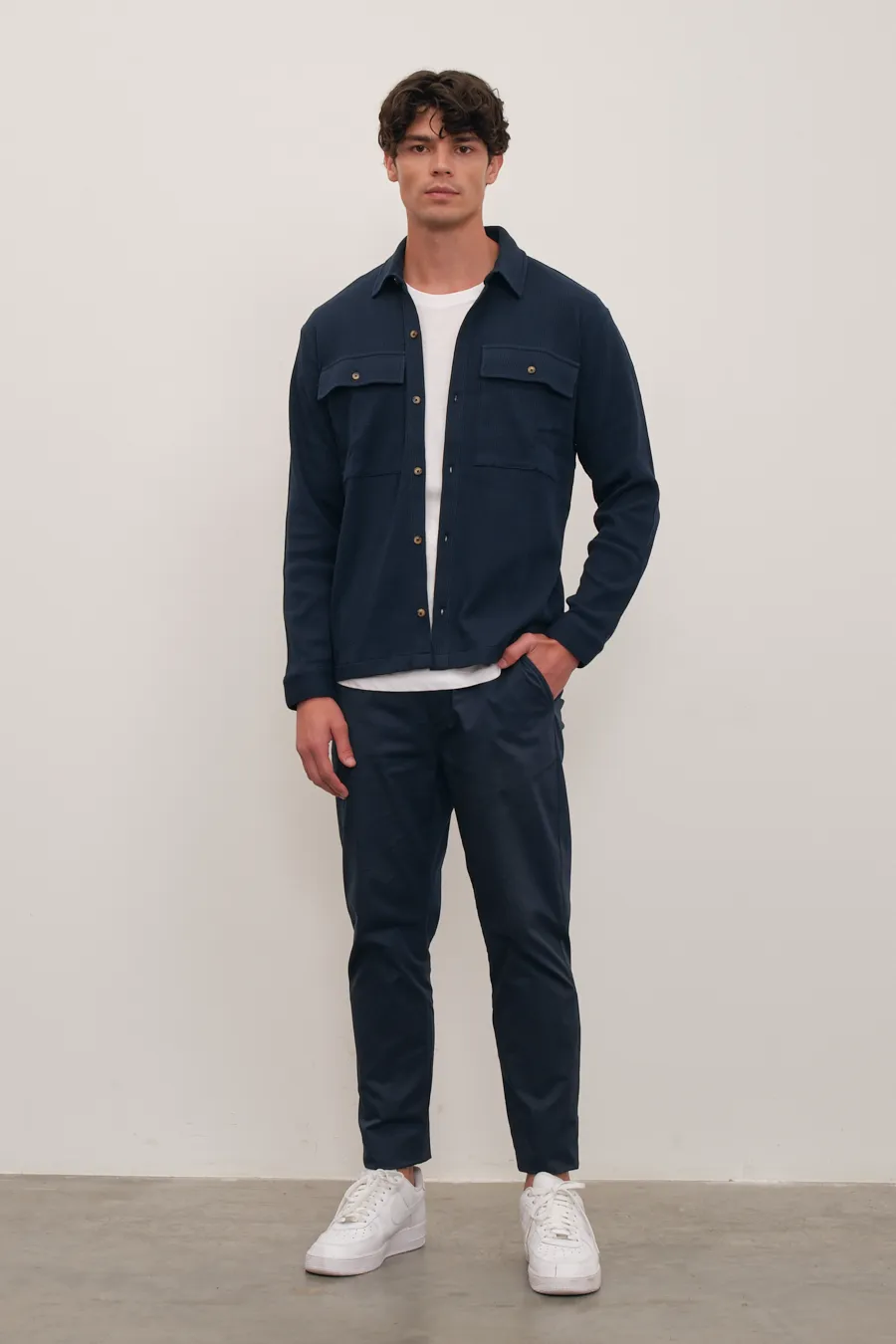 Waffle Cotton Shirt Jacket