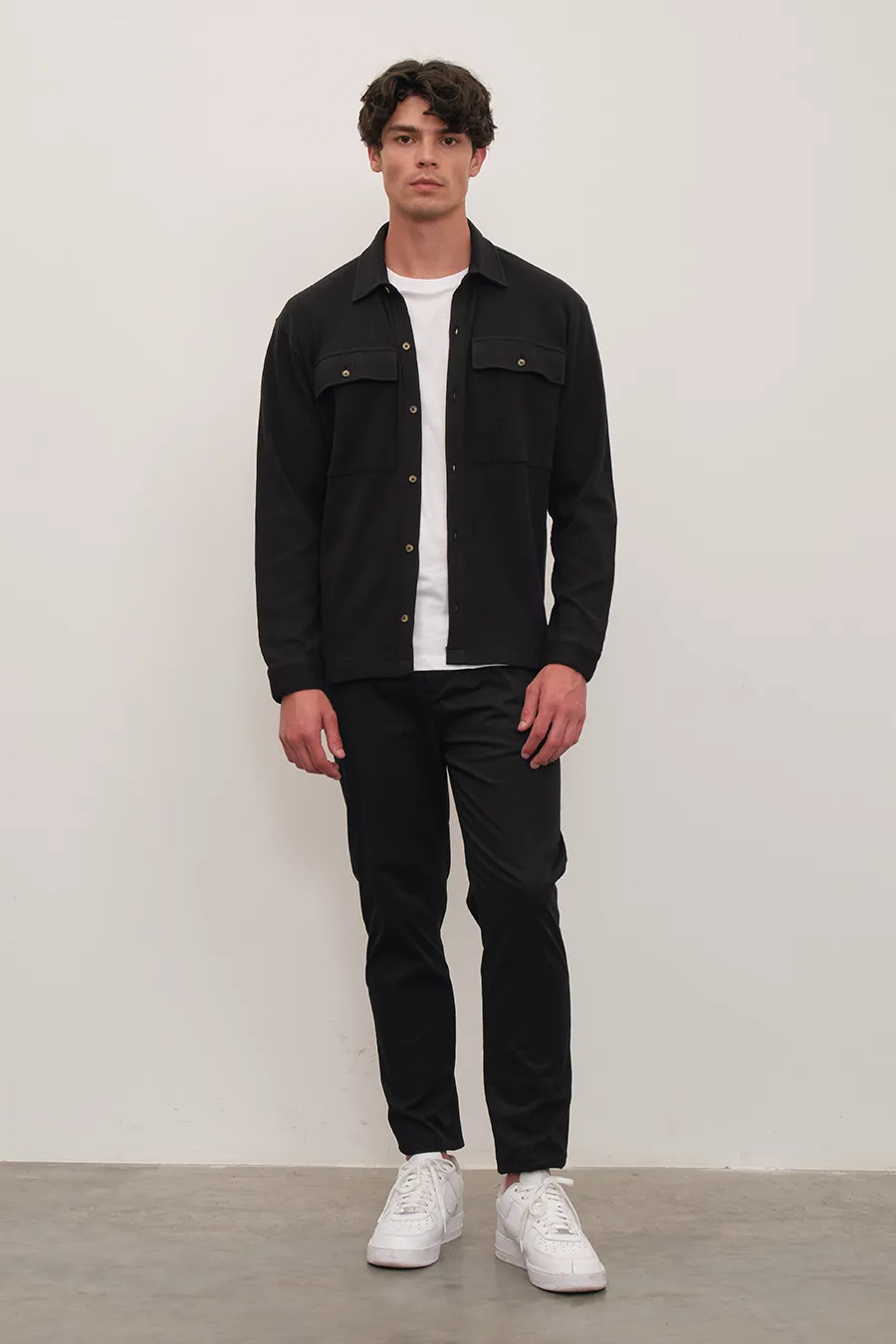 Waffle Cotton Shirt Jacket