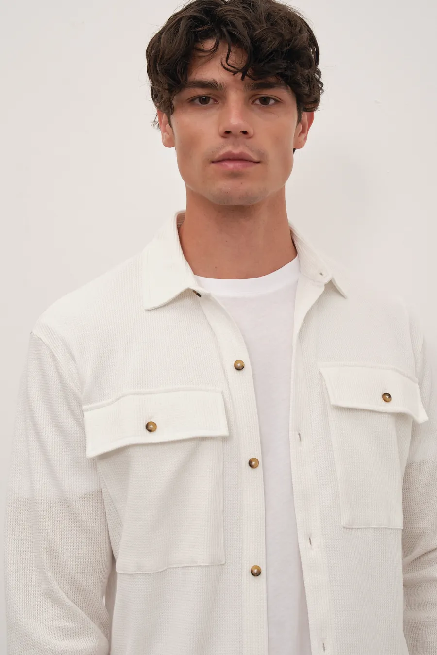 Waffle Cotton Shirt Jacket