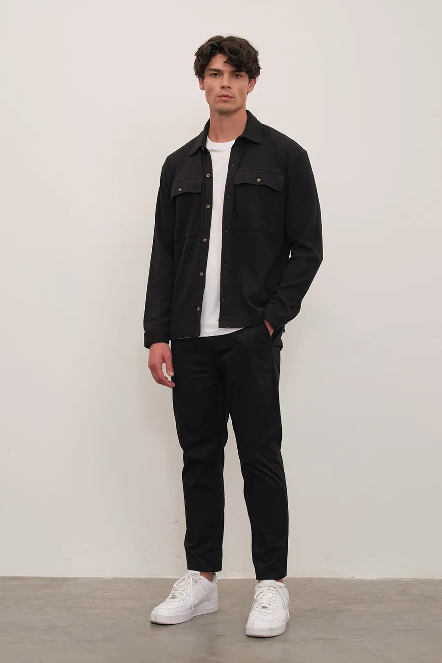 Waffle Cotton Shirt Jacket
