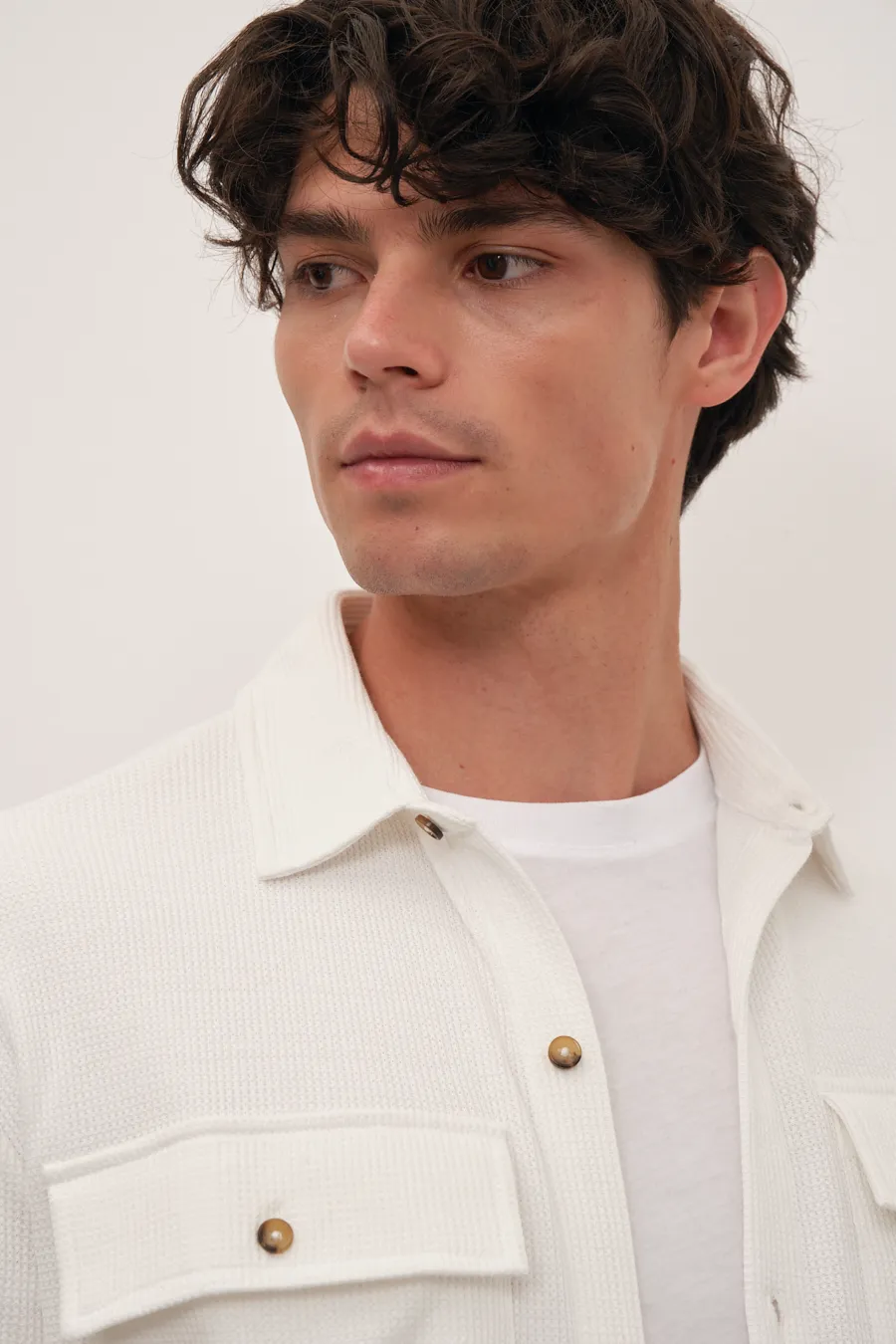 Waffle Cotton Shirt Jacket