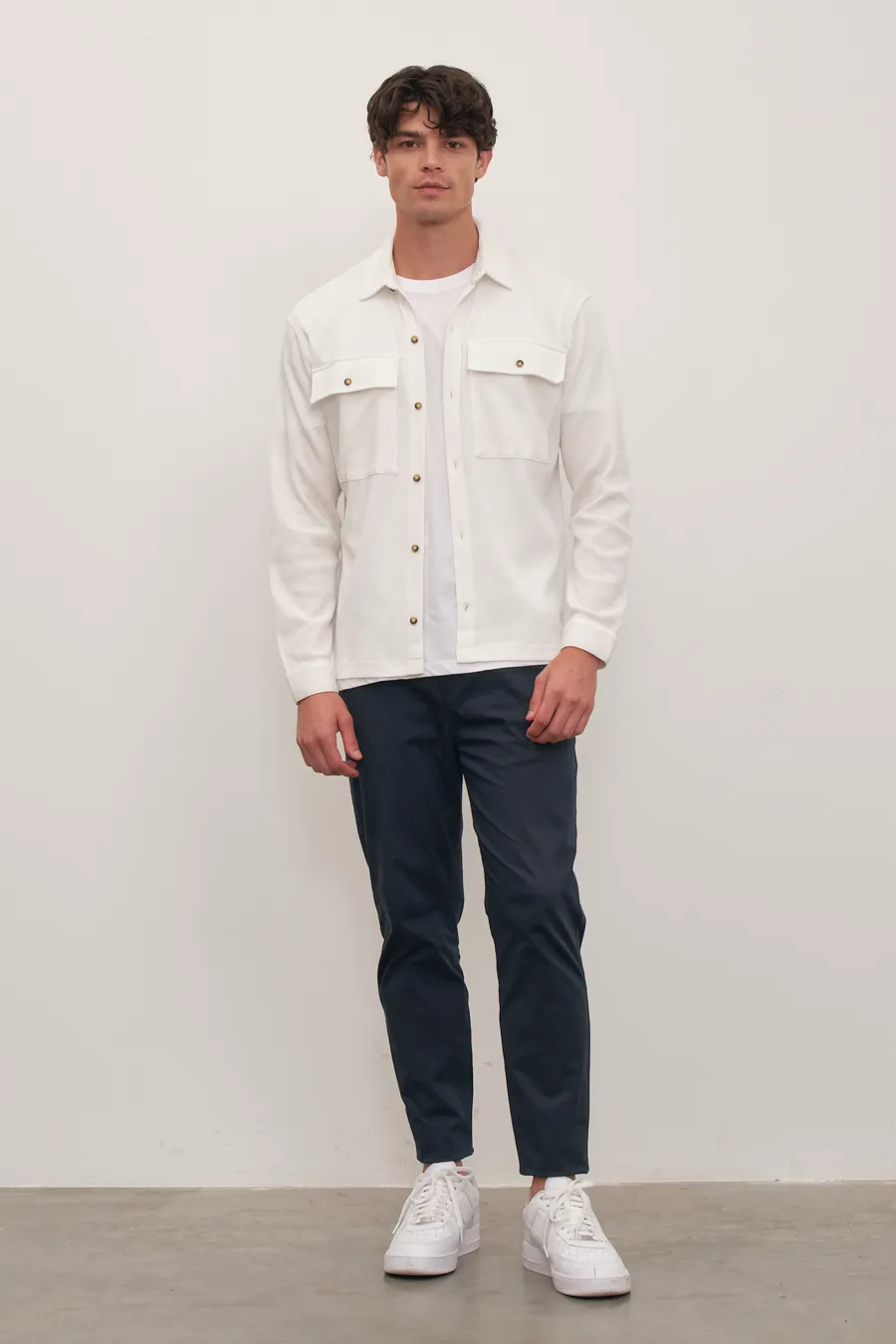Waffle Cotton Shirt Jacket