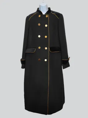 Women's Military Jacket Wool Blend Double Breasted Coat in Black UK-16 (44)
