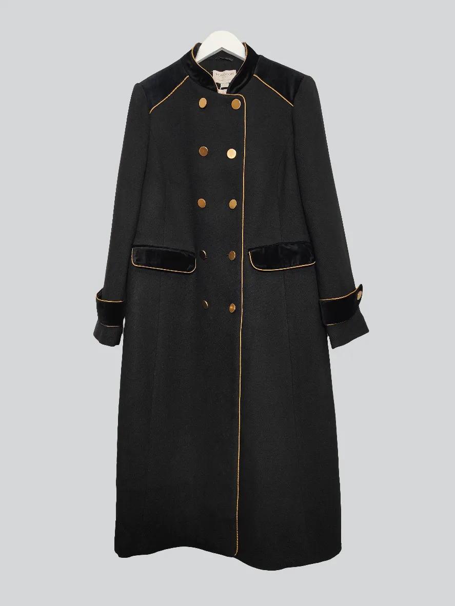 Women's Military Jacket Wool Blend Double Breasted Coat in Black UK-16 (44)