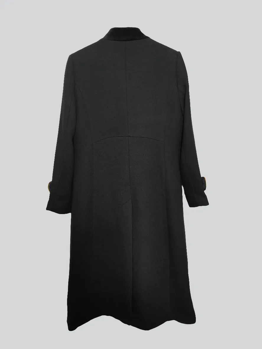 Women's Military Jacket Wool Blend Double Breasted Coat in Black UK-16 (44)