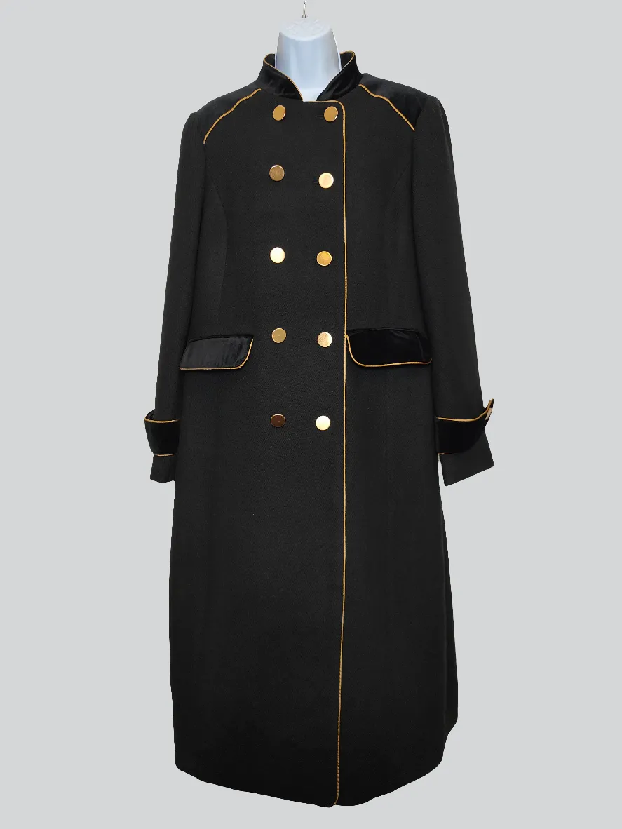 Women's Military Jacket Wool Blend Double Breasted Coat in Black UK-16 (44)