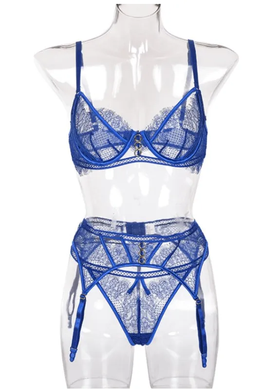 Women's Underwear Gathered Three-Piece Suit With Steel
