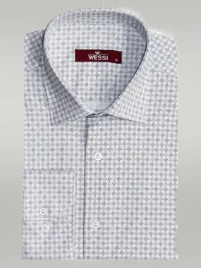 WSS Houndstooth Pattern Slim Fit Ecru Men Shirt  - Singen