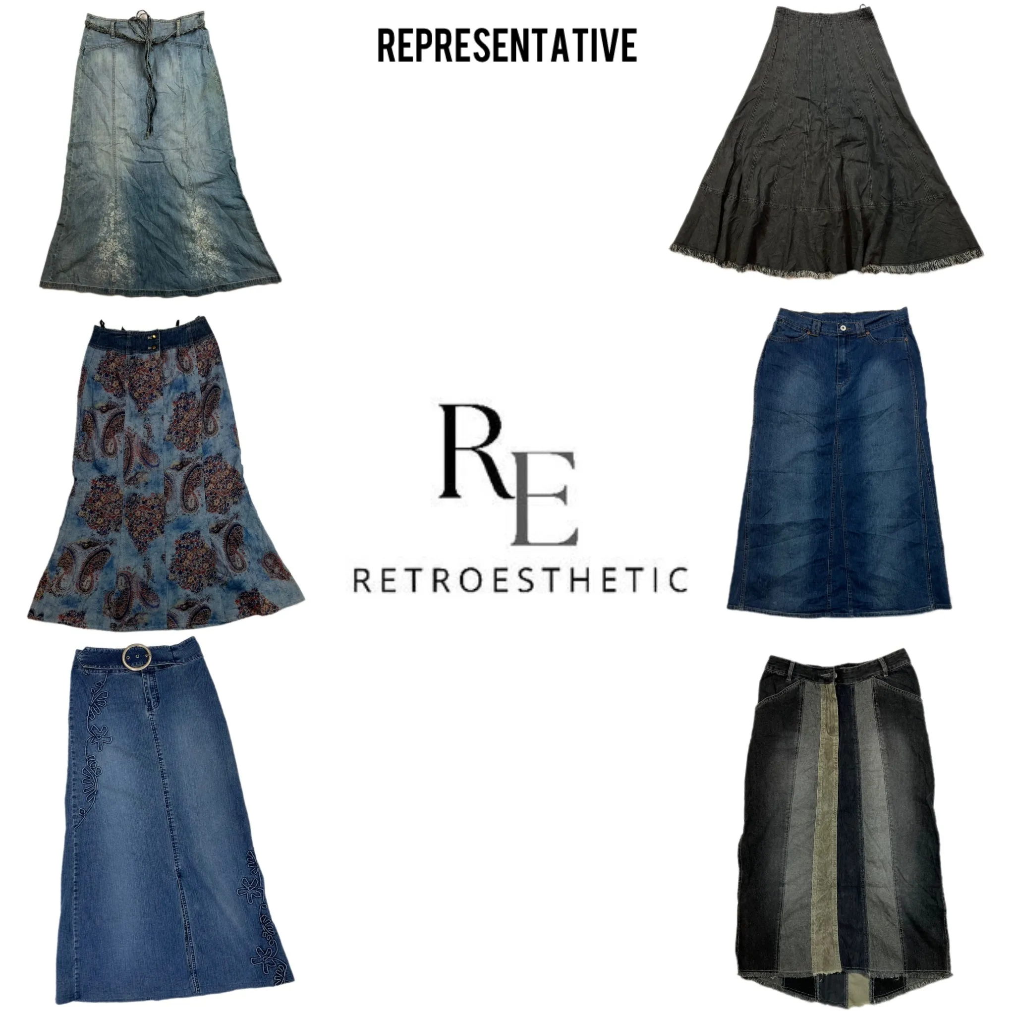 Y2K Denim Maxi Skirts "50 Pieces" (REP-003)