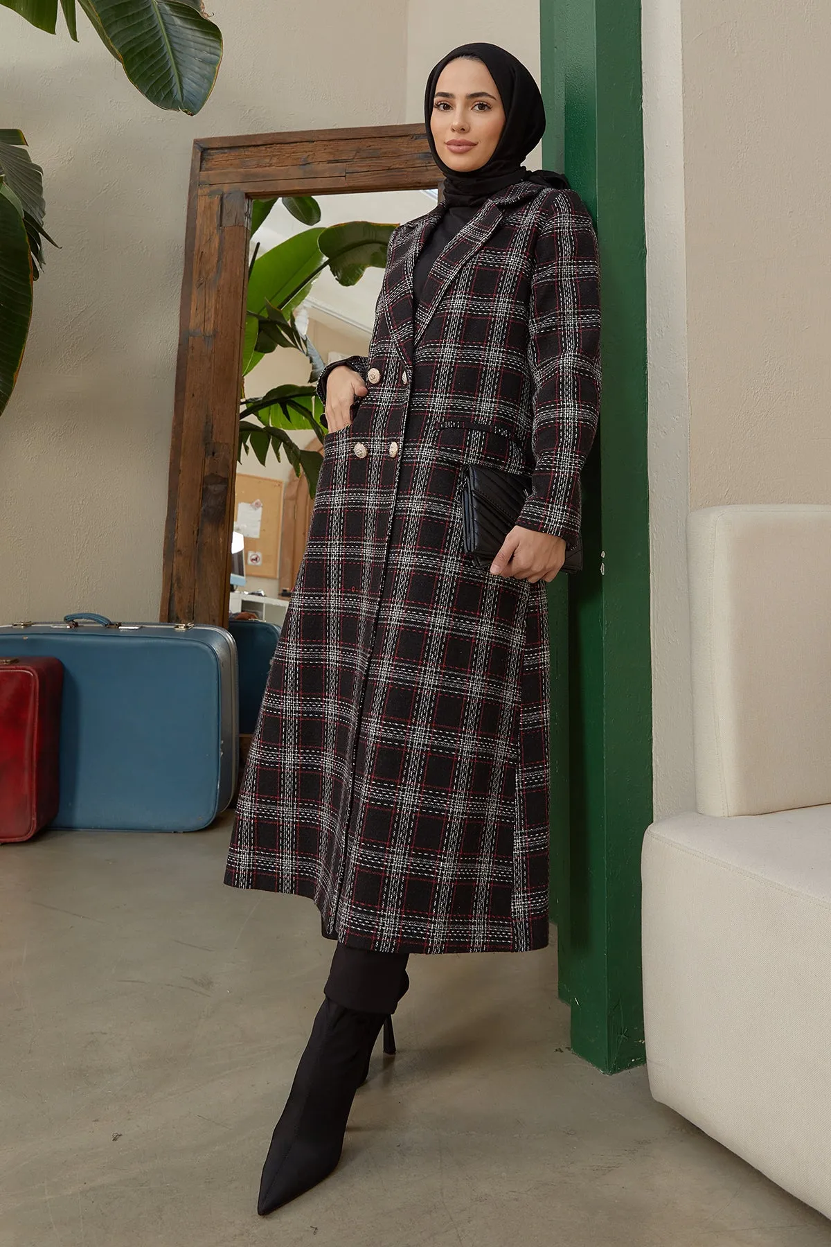 ZRF Women Plaid Coat - Black - Fleet