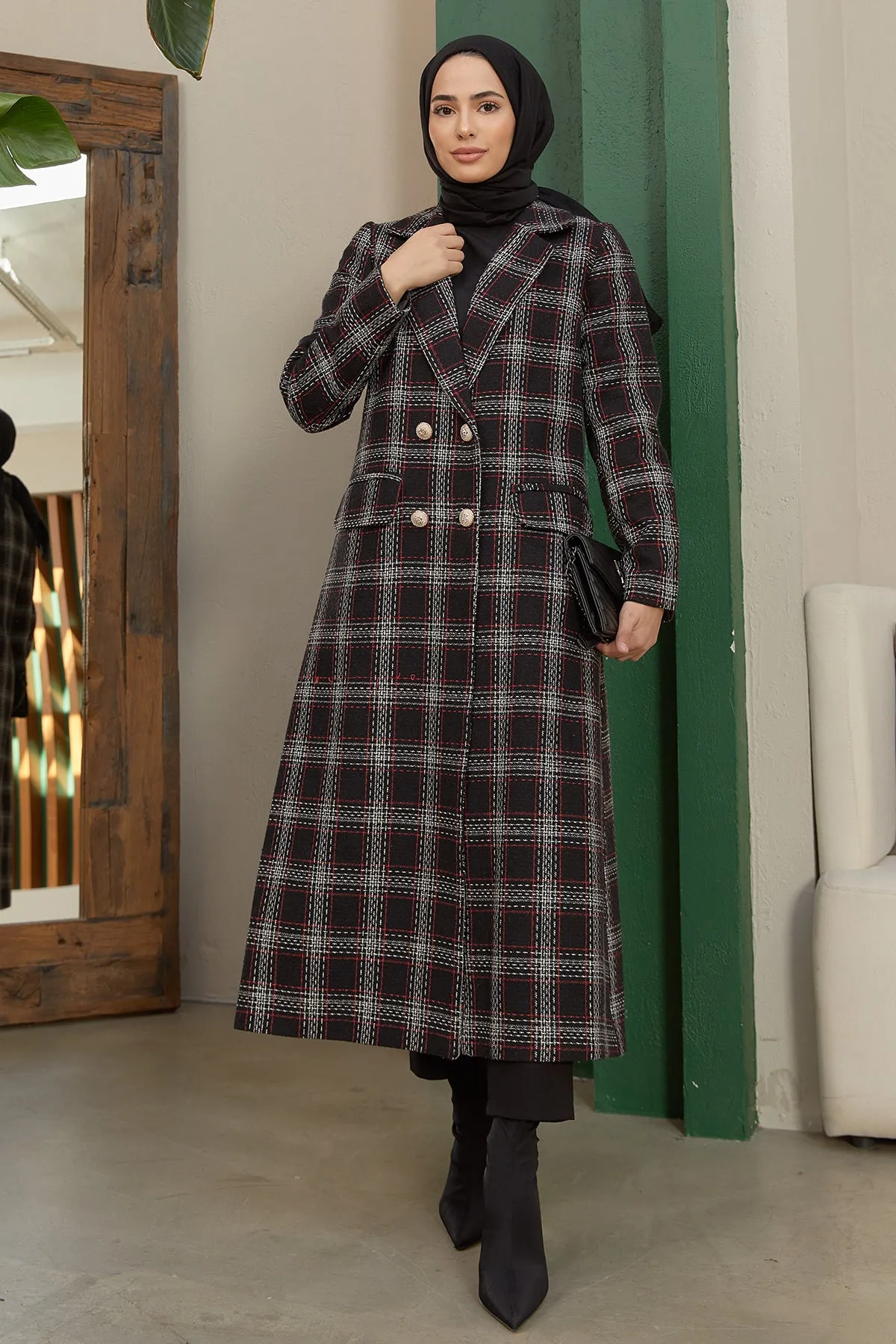 ZRF Women Plaid Coat - Black - Fleet