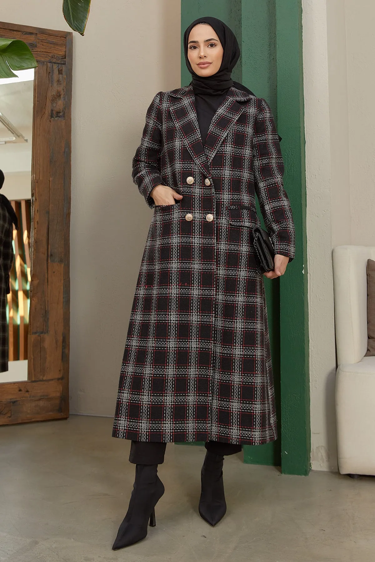ZRF Women Plaid Coat - Black - Fleet
